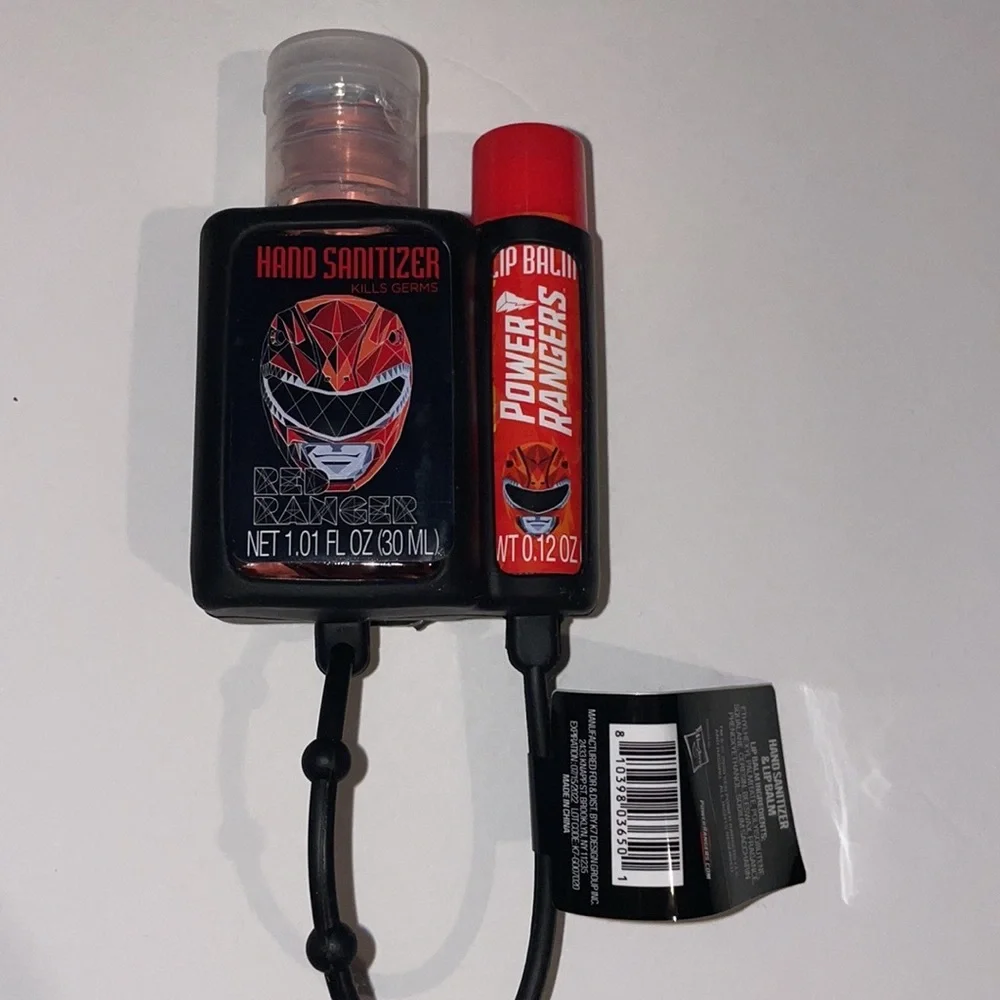 5 Power Ranger Hand Sanitizer & Lip balm sets in carrying case